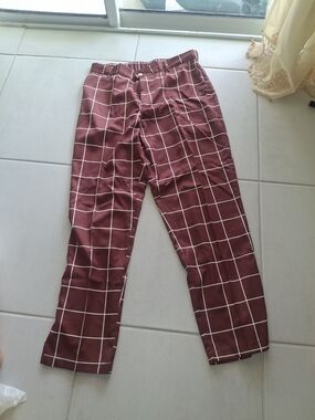NFINITY Maroon Windowpane Chinos